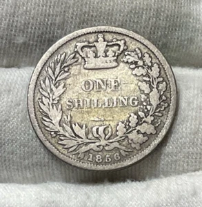 1856 Great Britain One Shilling Silver Coin - Picture 1 of 6