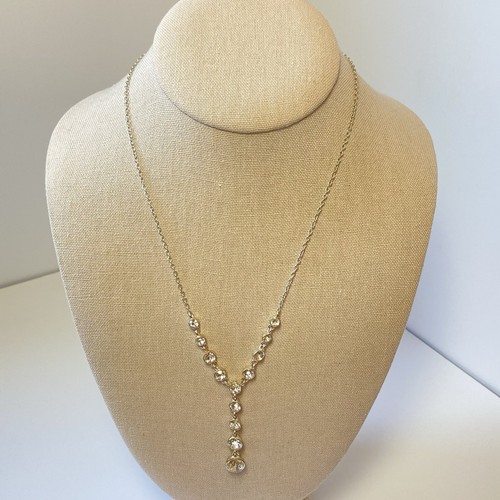 VETEMENTS Collana catena regolabile Napier graduata strass trasparenti goccia a Y tono argento