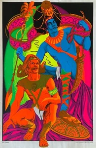 Poster Originale Warriors Vintage 1972 Luce Nera 23x35 - Foto 1 di 4