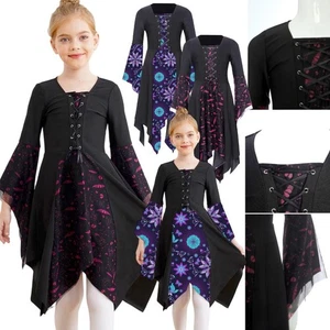 Niñas Vestido Vestidos Góticos Con Cordones Disfraz Falda Victoriana Túnica Steampunk Temática - Imagen 1 de 23