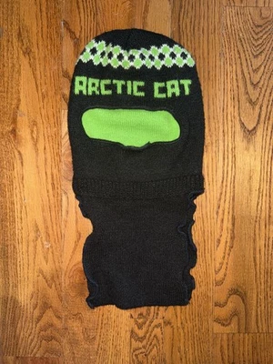 Máscara de esquí tejida cara completa moto de nieve Arctic Cat vintage años 70 verde neón negro Foto 1 de 4