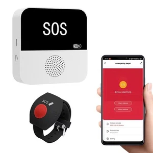 WiFi Caregiver Pager Call Button System Bell 1 przycisk zegarka + 1 odbiornik - Zdjęcie 1 z 6