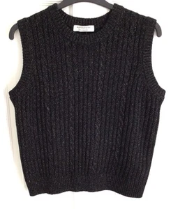 M & S Autograph Tank Top Size L 16-18 Merino Wool With Cashmere Black/Silver NEW - Picture 1 of 3