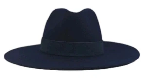 New Anthropologie Gemma Felted Rancher Hat Navy Blue 100% Wool NWT - Picture 1 of 9
