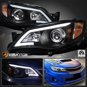 Fits 2008-2011 Subaru Impreza WRX Outback Black LED Bar Projector Headlights - Picture 1 of 13