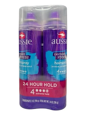 (2) Spray para el cabello Aussie Instant Freeze Extreme Hold 4 aceite de jojoba original algas marinas Foto 1 de 2