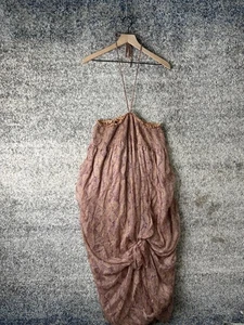 Zadig & Voltaire Deluxe Halter Dress Womens Boho Purple Print Smocked Tie Neck - Picture 1 of 9