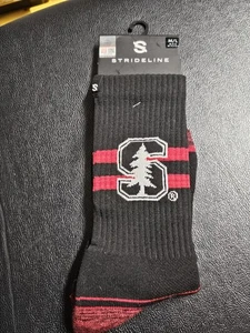 Strideline Adult Black Crew Cushion Full Knit NCAA Stanford Sock M/L 8-12 NEW - Picture 1 of 6