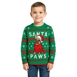 Holiday Time Kids Christmas Sweater – Santa Paws Dog Ugly Sweater – Size S (6–7) - Picture 1 of 8
