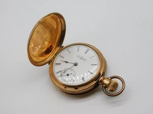 ANTIQUE ILLINOIS GOLD FILLED RAILROAD HUNTER'S CASE POCKET WATCH RUNS - Picture 1 of 17