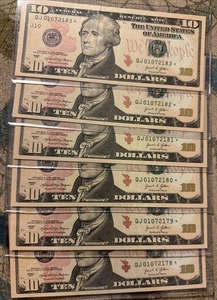 6x Sequential Uncirculated 2021  Ten Dollar Money ($10) * STAR * Notes - Picture 1 of 6
