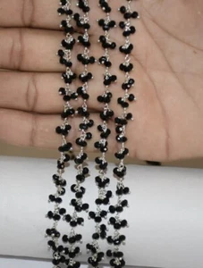 Perlen Perlen Masse Rosenkranz Kette, schwarze Glasperlen Cluster Kette, 3mm Körperkette - Bild 1 von 7