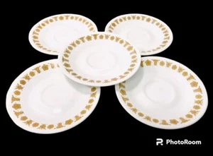 Corelle Vintage 1970’s White Butterfly Gold Set Of 5 Saucers By Corning Ware - Picture 1 of 8