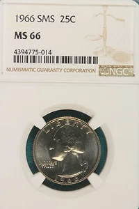 1966  NGC SMS MS 66 WASHINGTON QUARTER!!!!! #A7067 - Picture 1 of 2