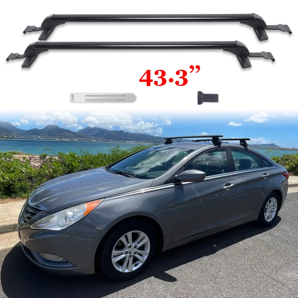 Barra transportadora de bagagem barra transversal rack teto superior 43,3" para Hyundai Sonata 2005-2025 - Imagem 1 de 4