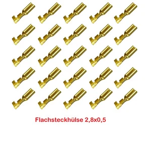 25 Stück Flachsteckhülse 2,8x0,5 Kabelschuh unisoliert 0,25²-0,50²  Fahrrad - Bild 1 von 1