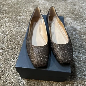 INC Womens Juney Embellished Square Toe Slip On Ballet Flats Bronze Crystal 8.5M - Picture 1 of 7