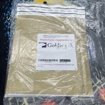 Goldistock 3/4" Tyvek Wristbands 200 Count, Metallic Gold, Made In USA