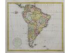 South America Continent old antique LARGE map Geography, John Russell 1811