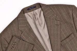 Chaps Ralph Lauren Blazer Men Beige Houndstooth Wool Size 44S - Picture 1 of 12