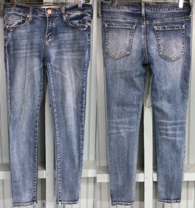 Ashley Mason Size 7 Distressed Womens Blue Denim Stretch Jeans - Foto 1 di 9