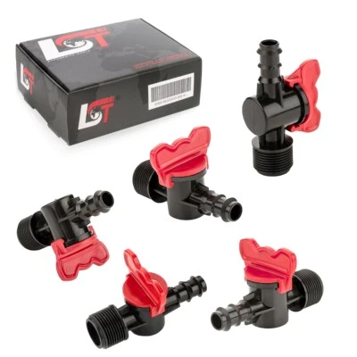 5x Absperrhahn Kugelhahn für PE-Rohr Schlauch Tropfanlage Bewässerung 16x3/4" - Bild 1 von 4