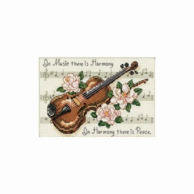 Dimensions Jiffy Counted Cross Stitch Kit Music Is Harmony 7" X 5" NEW 14 CT - Image 1 of 2