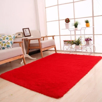 Fluffy Rugs Anti-Skid Shaggy Area Rug Dining Room Carpet Floor Mat Home Bedroom@ - Image 1 of 4