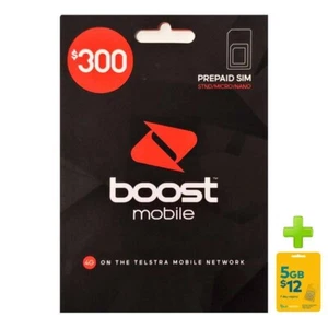 Boost Mobile $300 Prepaid SIM Starter Kit + Optus $12 Prepaid SIM Bundle - Picture 1 of 3