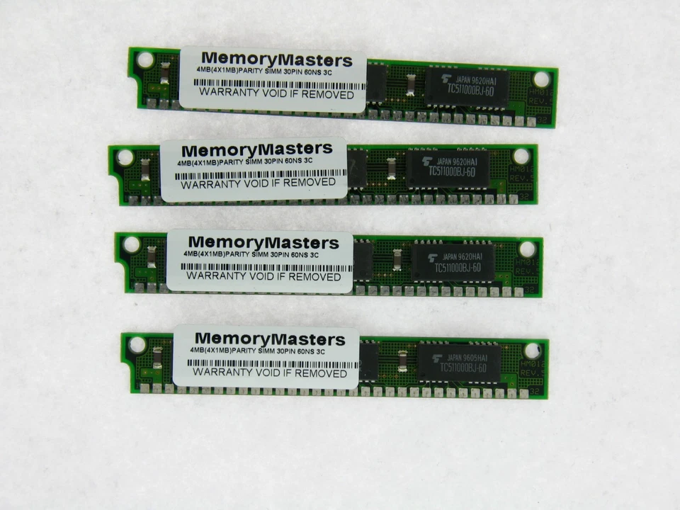 4x1MB 30Pin 3-chip Parität 60ns Fpm 1Mx9 Speicher Simms 4MB RAM Apple Mac PC - Bild 1 von 1