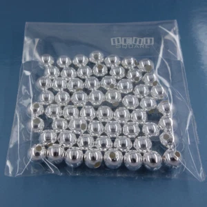 60 espaciador de cuentas redondas lisas sin costuras de plata esterlina 4 mm agujero 1,1-1,3 mm #33006 - Imagen 1 de 2