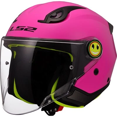 Motorrad Helm Kinder S - LS2 OF622 Funny 2 II Solid - Kinderhelm Jethelm pink - Bild 1 von 3