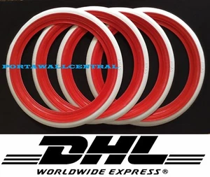 ATLAS Brand 4 New Port a walls 14" Add-On Red White Wall Tire insert Trim set. - Picture 1 of 1