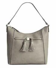 Giani Bernini Pebble Leather Tassel Hobo Shoulder Bag Crossbody Strap Gray NWT