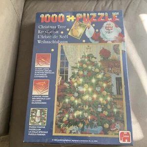 Jumbo International Christmas Tree 1000 Piece Puzzle Lights & Frame New #2 READ - Picture 1 of 6