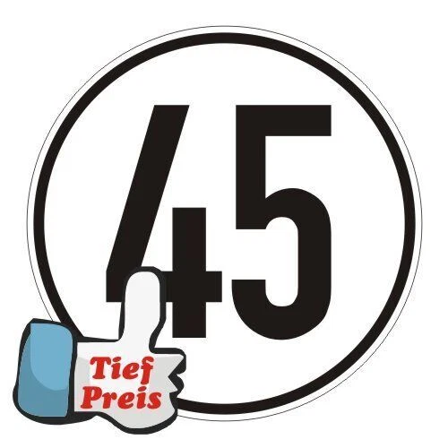 DITGENS 45 er Geschwindigkeitsaufkleber - 9 verschiedene Werte für Auto LKW Bus §58StVZO