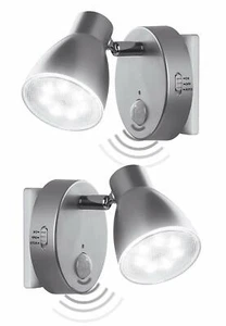 2er Set Trango LED 230V Nachtlicht Silber Bewegungsmelder Automatik 2635-024 - Bild 1 von 3