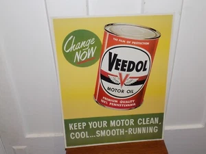 Vintage 1958 Veedol Motor Oil Cardboard Store Sign - Picture 1 of 4
