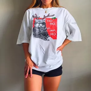 1991 Painted Lady Christmas Cat t-shirt. No Tag. Measurements In Picture. - Picture 1 of 7