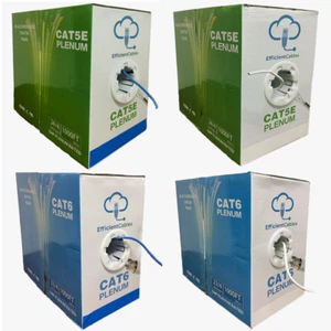 plenum cat6 ethernet cable 1000ft solid utp cat5e cables blue & white - Picture 1 of 5