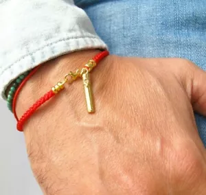 kabbalah red string mezuzah bracelet luck amulet charm gold filled blessed eye - Picture 1 of 4