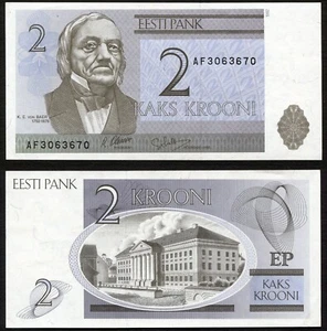 Estonia 2 krooni 1992 K. E. von Baer P70 Series AF (a)UNC - Picture 1 of 9