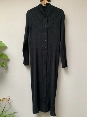 Vintage Issey Miyake Fete Midi Dress Or Jacket Size 04 Fits 14 Black Japan - Image 1 of 4