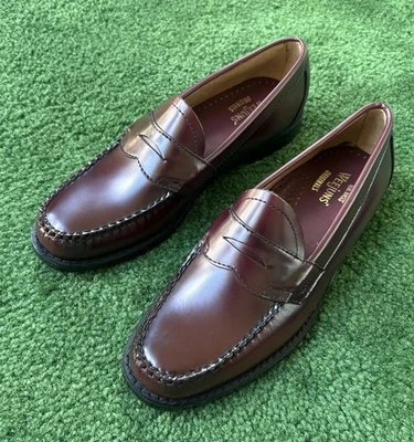 Mocasines GH Bass Weejuns hechos a mano de cuero Logan Penny para hombre talla 8 D Oxblood Foto 1 de 4
