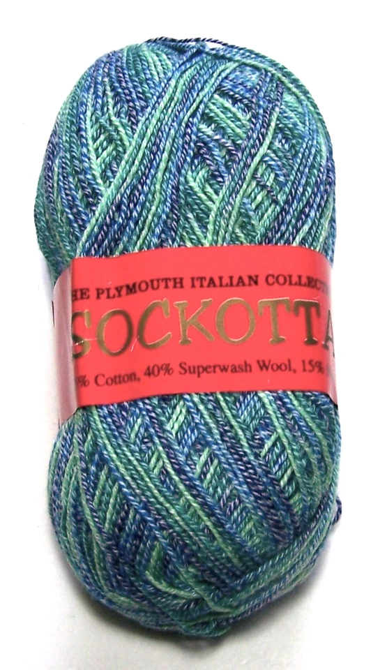 Hilo de calcetín de algodón lavable a máquina 100 g bola PLYMOUTH SOCKOTTA #14 AZUL Y VERDE Foto 1 de 1