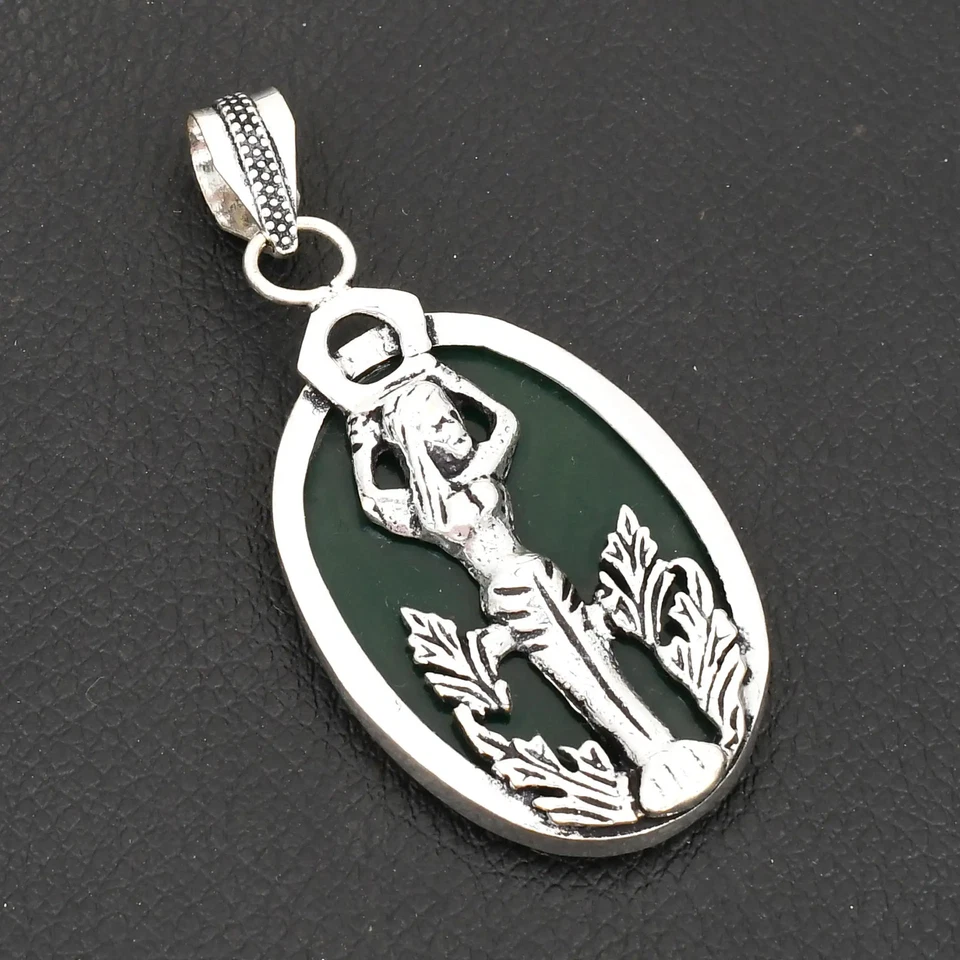 Green Onyx Gemstone Handmade Mermaid Pendant Jewelry For New Year 2.48" AP-29813 - Image 1 of 1