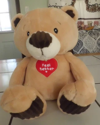 FIESTA FEEL BETTER RED HEART PLUSH TEDDY TAN COLORED BEAR W/BANDAGE ON HIS HEAD - Image 1 of 4
