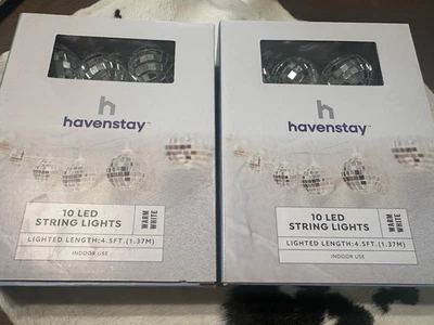 10 LED ( Soft White) Lighted Disco Ball Garland Lights Lot Of 2 Boxes - Image 1 of 4