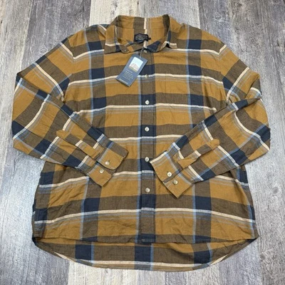 Camisa masculina Pendleton XL xadrez mistura de linho manga longa botão azul Dawson bronzeado - Imagem 1 de 4