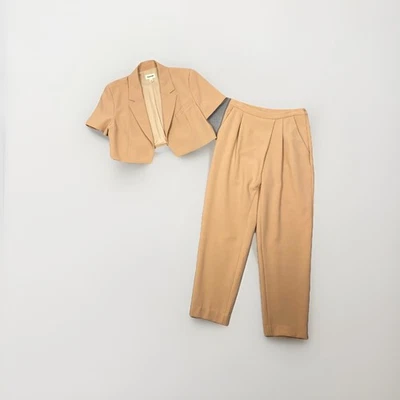 Open Edit Suit SET Womens Small Cropped Blazer and Trouser Pants Minimalist Chic - Image 1 of 4